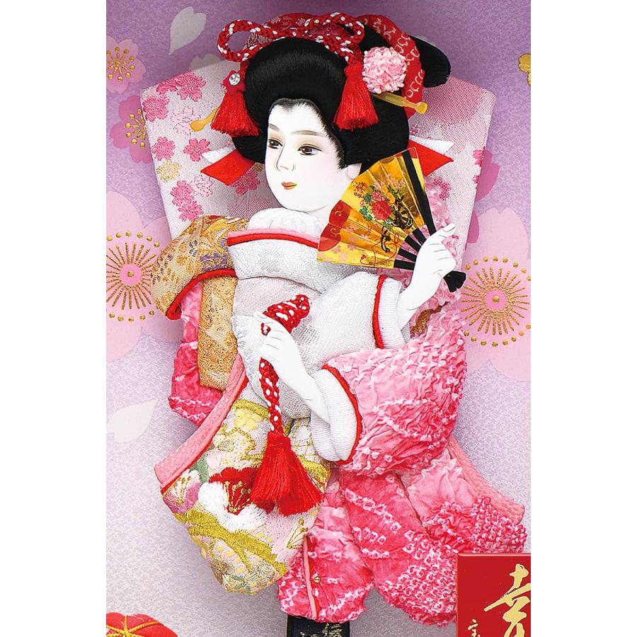 宝童作 羽子板 ケース飾り 額入り羽子板 刺繍絞り羽子板 幸彩 白紫 9号