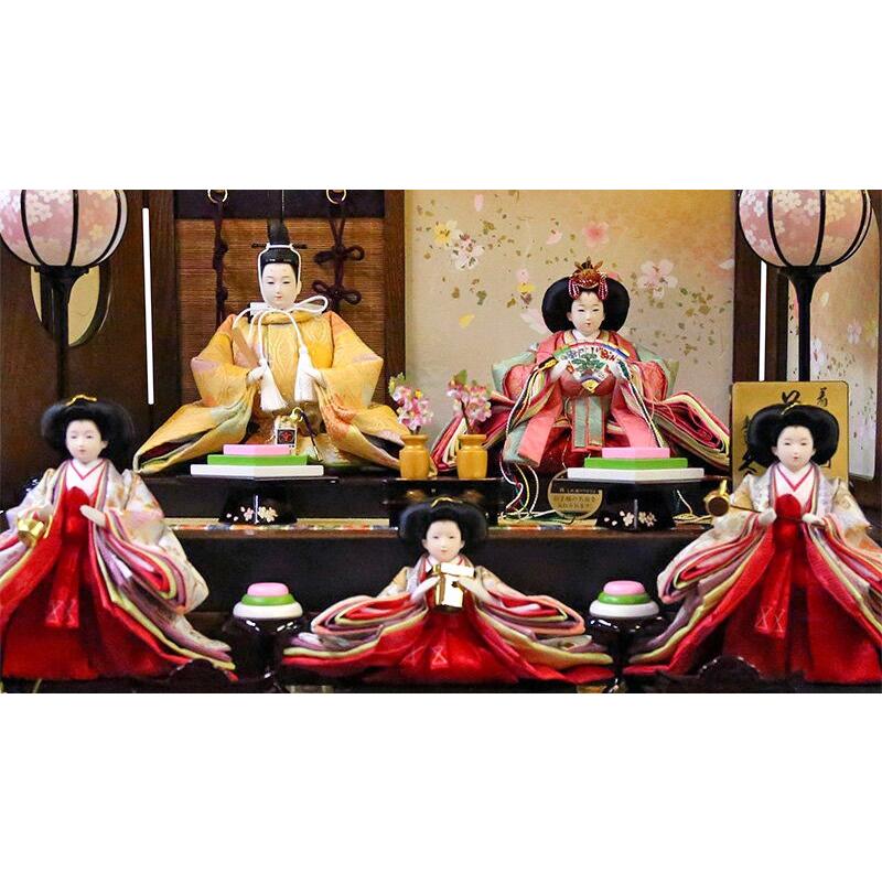 久月 【100周年記念祭】雛人形 飾り方 収納飾り 三段 着付 光園 花が