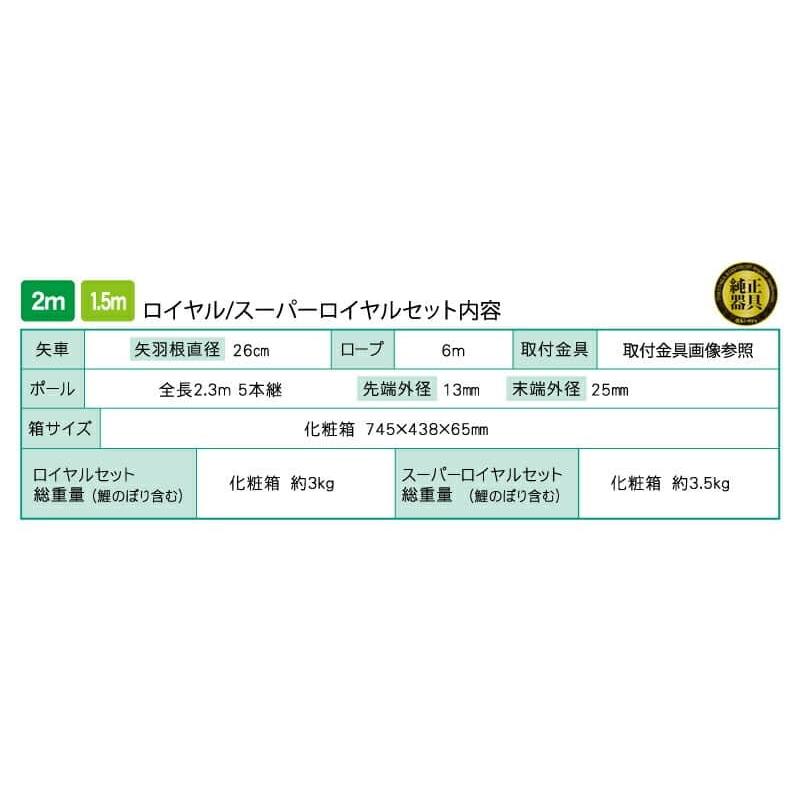 こいのぼり 徳永鯉 鯉のぼり ベランダ用 2m ロイヤルセット 真・太陽 黄金の輝き鯉 撥水加工 ポリエステルサテン 家紋・名入れ可能 003-793