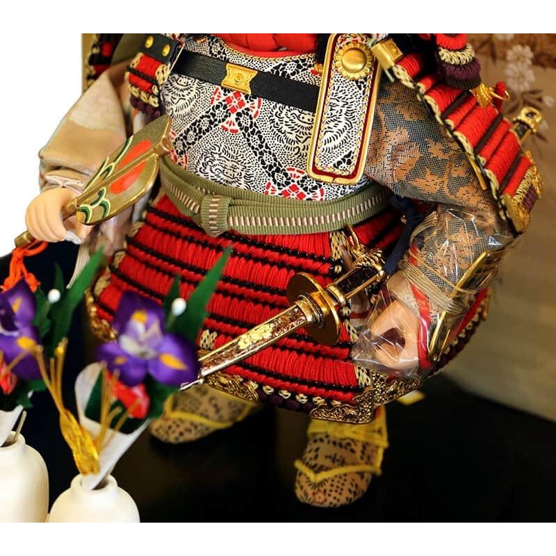 久月 五月人形 子供大将飾り 平飾り 武者人形 幸一光作 凛 正絹