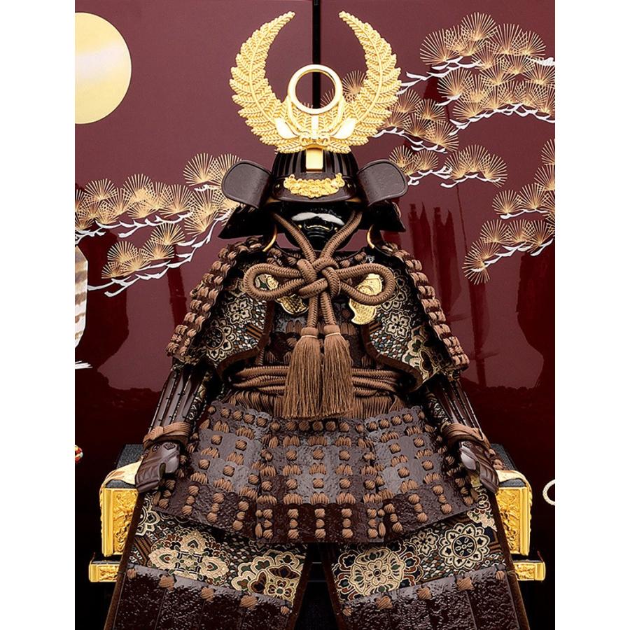 宝童作 五月人形 徳川家康公 鎧平飾り 鎧飾り 二曲飾り 忠保作 伊予小