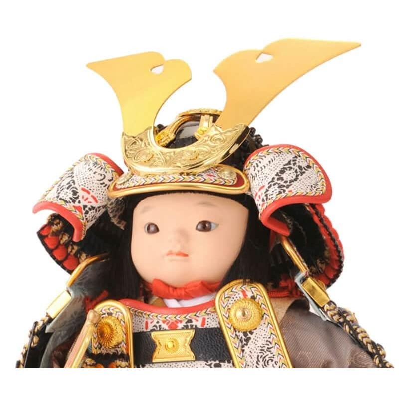 【100周年記念祭】五月人形 コンパクト 幸一光 松崎人形 子供大将飾り 平飾り 翔 しょう 黒小札 紺糸威 黒艶消塗台 鯉幟付 YaekoProject h085-koi-580aの画像