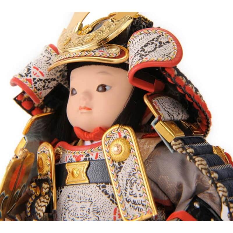 【100周年記念祭】五月人形 コンパクト 幸一光 松崎人形 子供大将飾り 平飾り 翔 しょう 黒小札 紺糸威 黒艶消塗台 鯉幟付 YaekoProject h085-koi-580aの画像