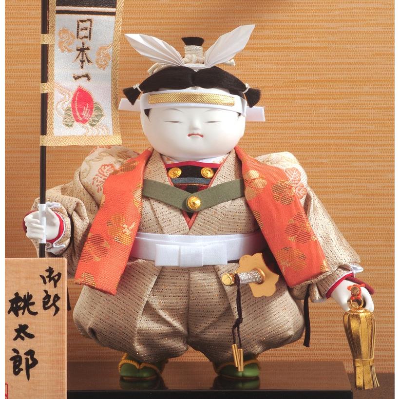 幸一光 五月人形 松崎人形 桃太郎 武者人形 ケース飾り 七号御所 黒塗
