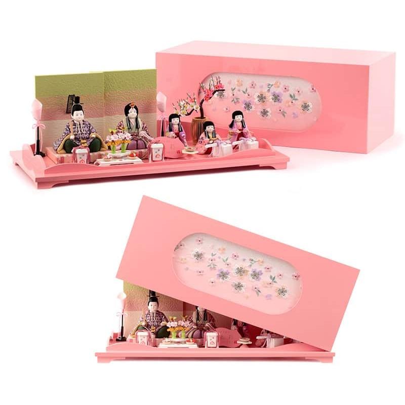 雛人形 ひな人形 木目込人形飾り コンパクト収納飾り 五人飾り 柿沼