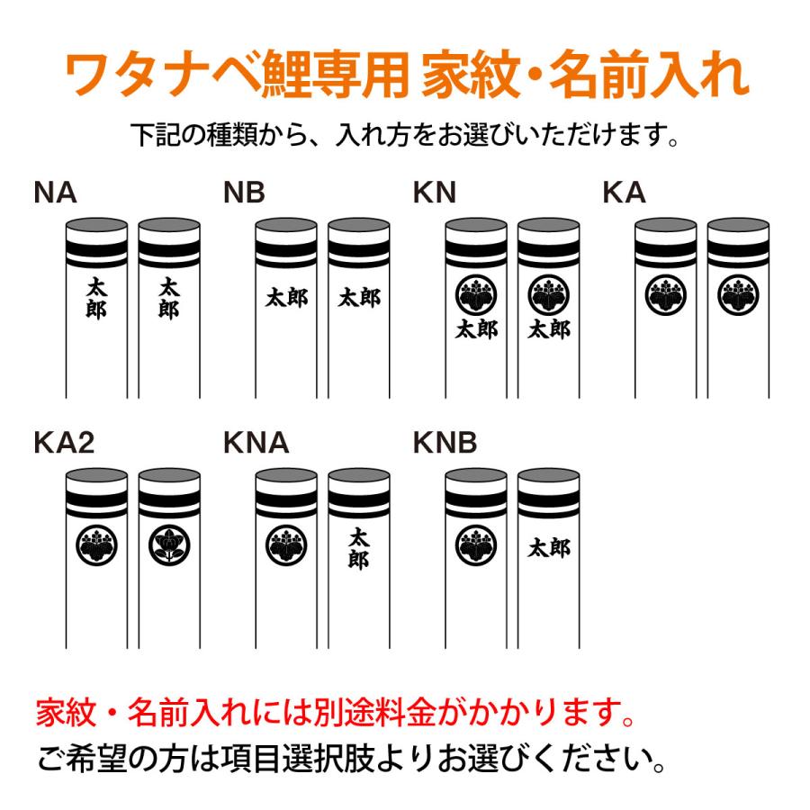 こいのぼり ワタナベ 鯉のぼり 庭園用 3m 砂袋スタンド 江戸 瑞祥吹流 ポリエステル 家紋・名前入れ可 wtk-tsenz30_6