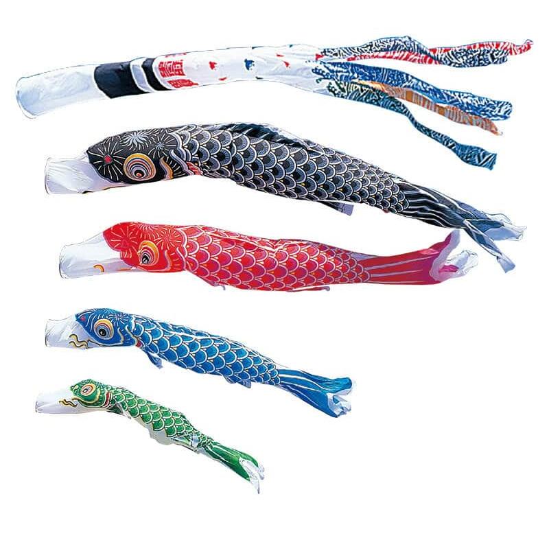 こいのぼり ワタナベ 鯉のぼり 庭園用 5m 7点セット かなめ 浪千鳥吹流し ナイロン 家紋・名前入れ可 wtk-kgn0054_1