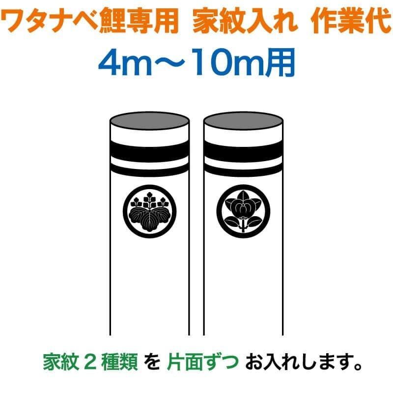 こいのぼり 錦鯉 ワタナベ 鯉のぼり 10m〜4m用 家紋2種(片面ずつ) ワタナベ鯉専用 家紋入れ作業代 wtk-kamon-10-ka2
