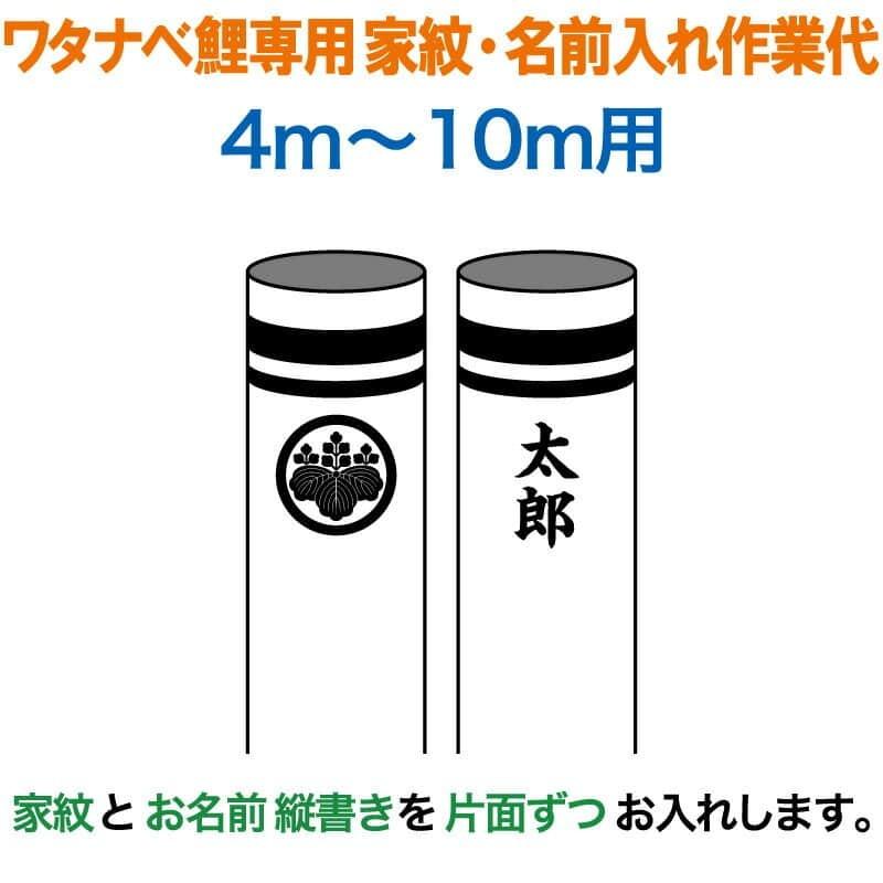 こい旗国 ワタナベ 鯉のぼり 10m〜4m用 家紋1種 名まえ縦書き(片面ずつ) 家紋・名まえ入れ細工物代 ワタナベ鯉専用 wtk-kamon-10-kna 鯉のぼり-記念、行事用品
