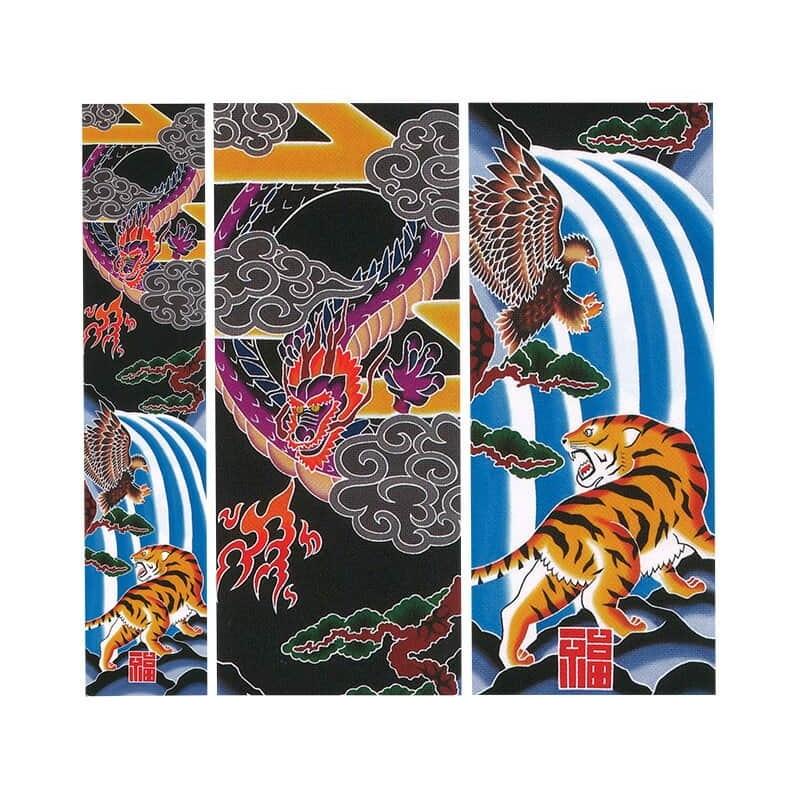 武者絵のぼり ワタナベ 武者幟 庭園用 0.9×7.2m 吉祥龍虎鷹 24巾平4間