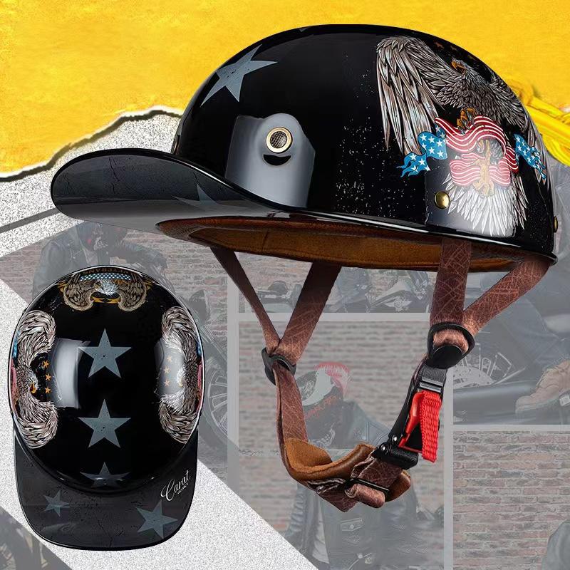 ハーフヘルメット 野球帽バイクヘルメット 半ヘル レトロ ハーレー 
