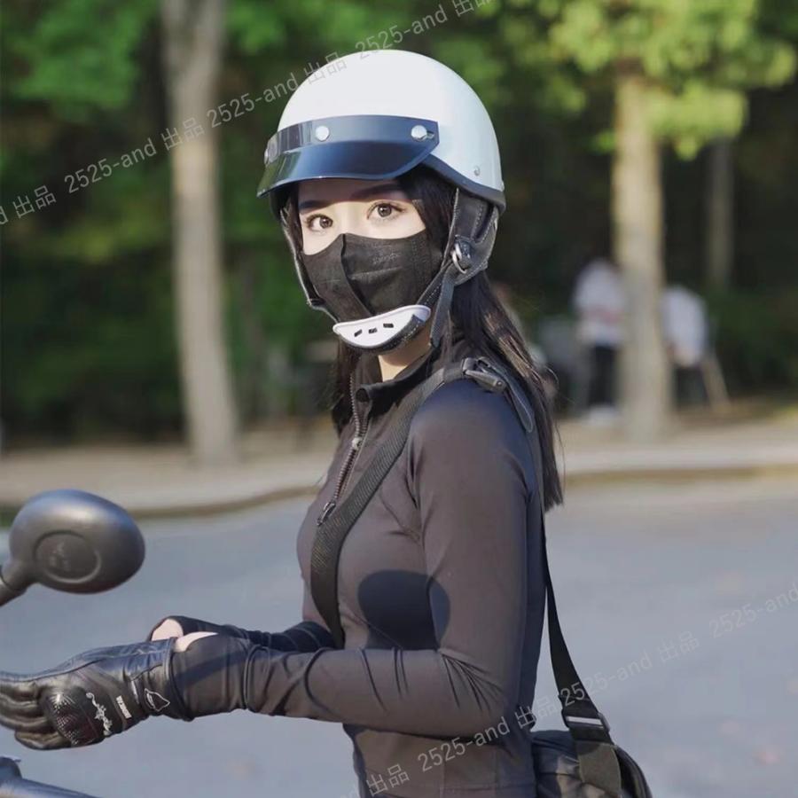 ヘルメットバイク 半帽 レトロハーレー 半キャップヘルメットカフェ色＋ブラック