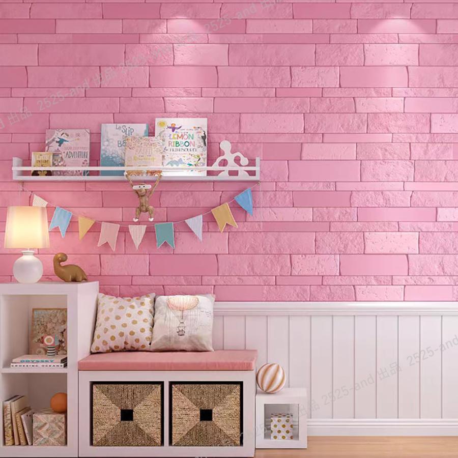 深緑(ふかみどり) 【50m】3D 壁紙 レンガ 壁紙シール 粘着力が強い