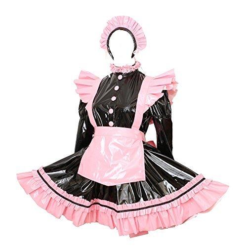Gocebaby めめしい メイド服 PVC ロック フリフリ衣装 縫製丁寧仕立て 萌え ロリータ 高級メイド服 カチューシャ付 ピンク ...