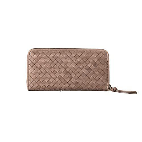 ［Quay］ 馬革メッシュ財布 本革 ポニーメッシュ ラウンド財布 長財布 22557 (グレー)