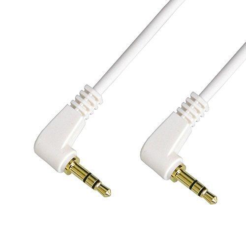 φ3.5mm ステレオミニプラグケーブル ホワイト 白 30cm (L型/L字プラグ オス-オス) オーディオケーブル 0.3m C-082WH