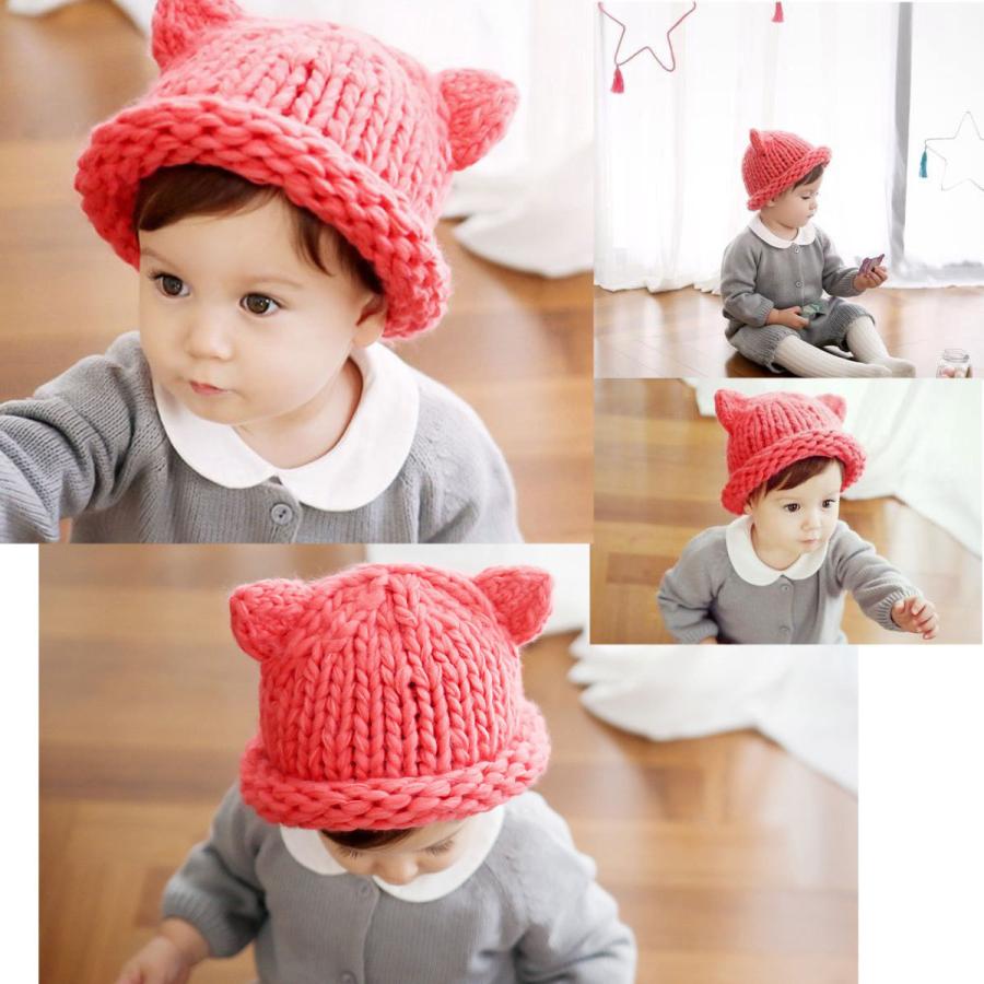 帽子 赤ちゃん かわいい ざっくり編み 猫耳 あったか ベビー 帽子 赤ちゃん かわいい ざっくり編み 猫耳 あったか ベビー