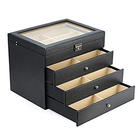 最新人気 24個 大型メガネサングラス 4段グラスディスプレイケース 引き出し収納ボックス ブラックカーボンファイバー 激安特価 Blog Lonolife Com