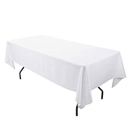 逆輸入 (White) - E-TEX Rectangle Tablecloth - 150cm x 260cm - White Rectangular Ta その他キッチン、日用品、文具