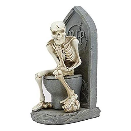 【数量限定】 Ebros Rest in Peace 便秘スケルトン 墓場トイレに座っている ル・ペンセール 考えるポーズ像 高さ8.75インチ ハロウィン オシュ オブジェ、置き物