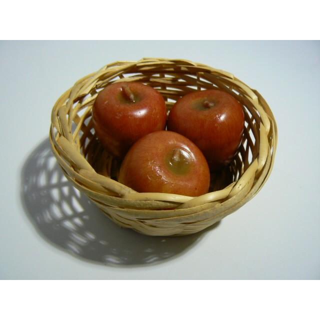 りんごの蝋細工（キャンドル） かご付き 未使用保管品 : にゃんこ堂