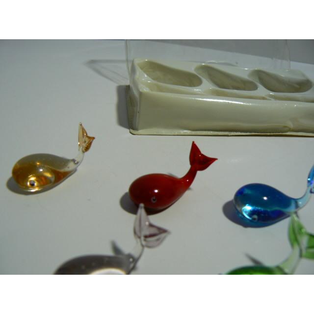 昭和レトロ クジラの気泡入りガラス細工6種セット 新品 長期保管品