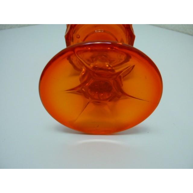 レトロ オレンジガラスの足つきグラス 2客セット 中古 気泡 ギヤマン