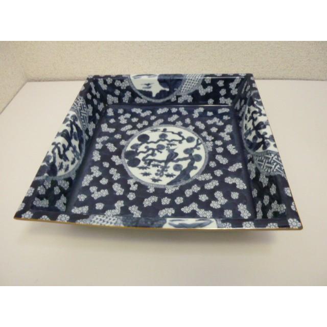 有田焼 其泉造 染付祥瑞 角鉢 木箱付き 長期保管品 : にゃんこ堂