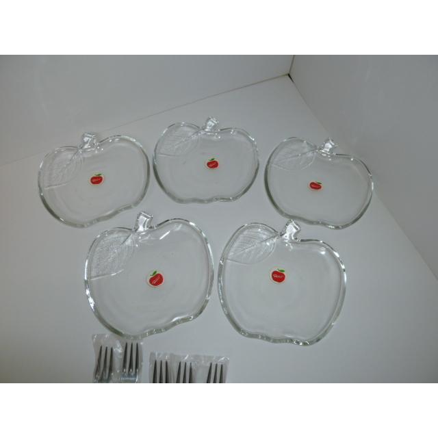 昭和レトロ SOGA GLASS/PAON 曽我ガラス りんごクープセット 小皿5皿
