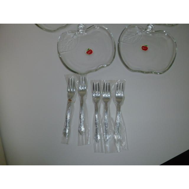 昭和レトロ SOGA GLASS/PAON 曽我ガラス りんごクープセット 小皿5皿