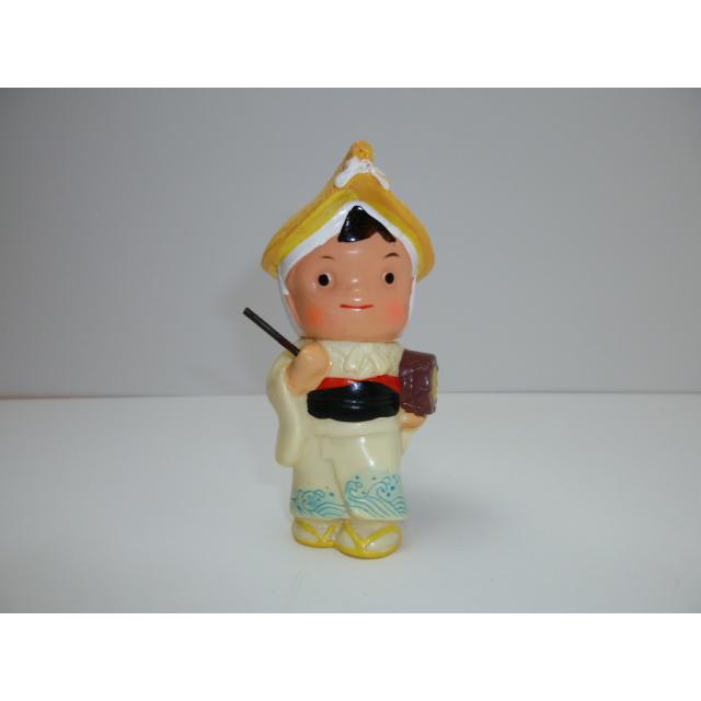 昭和レトロ　青森銀行　青銀アッちゃん貯金箱　太鼓をたたく人（カサ）　中古　長期保管品　あおもりぎんこう　ノベルティ | 