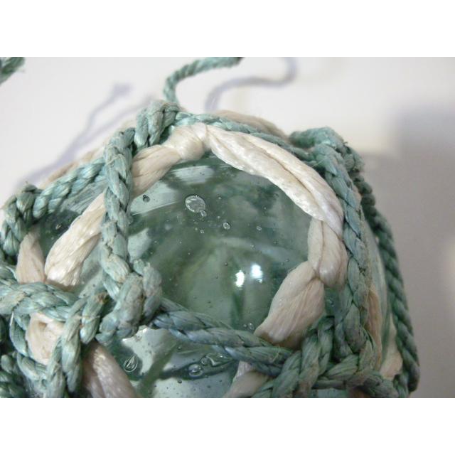 昭和レトロ 漁師のガラス浮き球 小 網二重（二色） 直径約11cm 中古