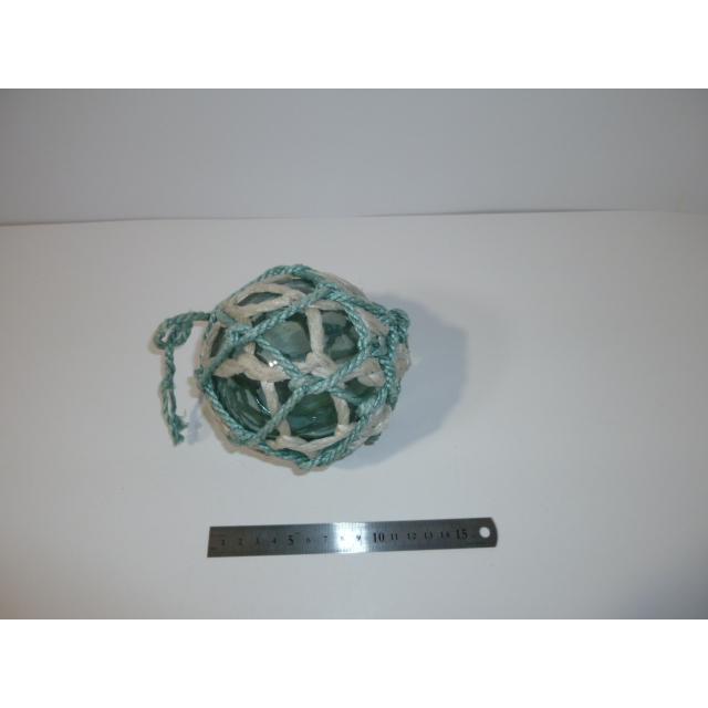 昭和レトロ 漁師のガラス浮き球 小 網二重（二色） 直径約11cm 中古