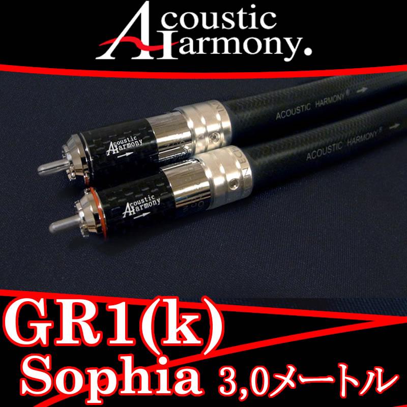 アコースティックハーモニー GR1 Sophia/3,0メートル RCAケーブル 導体は高純度銀をコートした無酸素銅をふんだんに＋側0.26×37本、−側0.26×37本使用 RCAケーブル