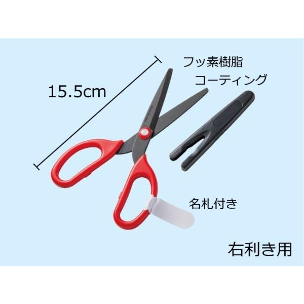 フッ素 工作はさみ 右利き用 全長15.5cm キャップ 名札付き 右用 文具
