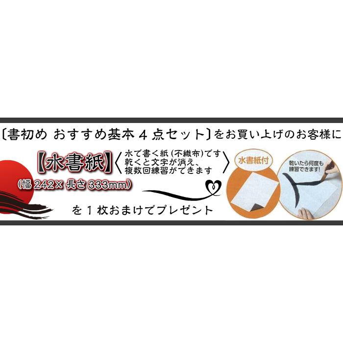 【水書紙のおまけ付】書初め　初心者向け4点セット【書初め用筆(雅鳳6号)＋道風中筆+下敷(フェルト罫線入)+下敷ケース】　≪無料名入れサービスあり≫｜27so｜07