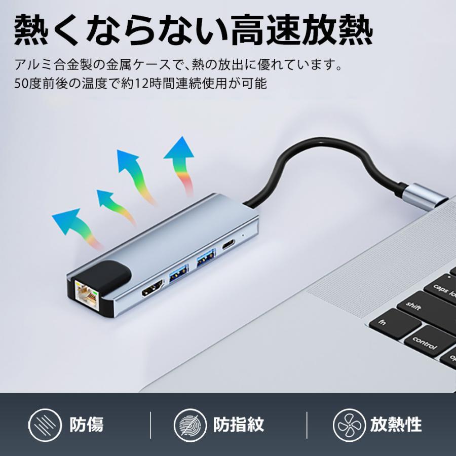 USBハブ 5ポート USB拡張 4K HDMI PD充電 hub USB-C USB3.0 変換 有線 LAN 接続 アダプター スマホ Macbook Windows ノートPC｜28kshop｜11