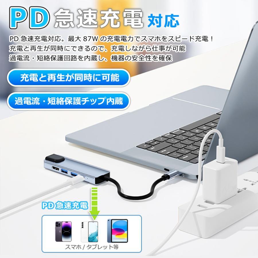 USBハブ 5ポート USB拡張 4K HDMI PD充電 hub USB-C USB3.0 変換 有線 LAN 接続 アダプター スマホ Macbook Windows ノートPC｜28kshop｜06