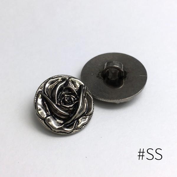 25mm：バラ（薔薇、ローズ）モチーフのメタルボタン：268T : つくろ