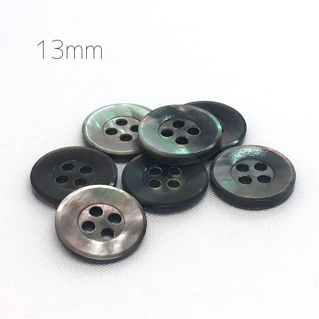 手芸 貝ボタン：13mm（1個） 黒蝶貝/18番型/ISB-18 : つくろ手芸