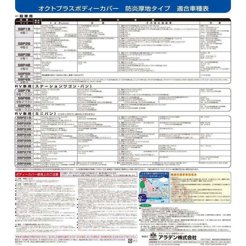 カーカバー アラデン 防炎厚地 ボディーカバー ベンツ230E W124 準汎用 SBP-GB-B - 2