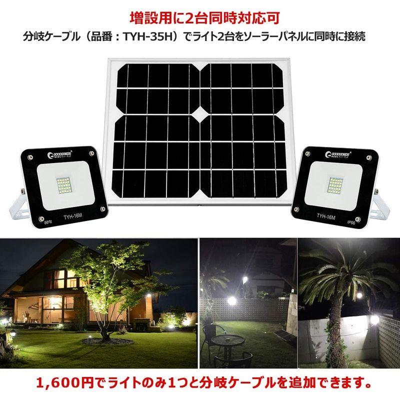 ソーラーライト　グッド・グッズ　2灯式　20W　ライト　ソーラー　投光器　光センサー　屋外　玄関　LED　昼光色　夜自動点灯　防水　庭園灯