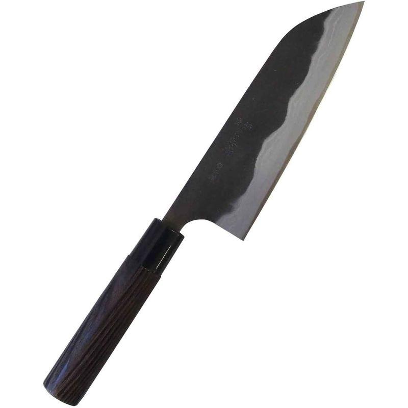 三條 かじ兵衛 青紙鋼 黒打 積層 三徳包丁165mm 焼栗柄 包丁、ナイフ