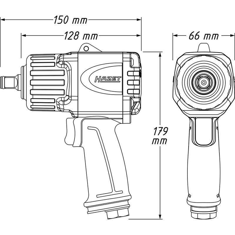 エアインパクトレンチ HAZET(ハゼット) Twin Turbo 差込角12.7mm(1/2
