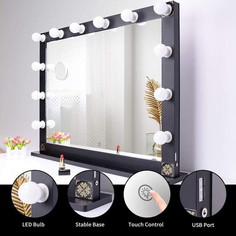 家電製品 Nitin 女優ミラー 大型化粧鏡 ハリウッドミラー USB充電ポート付き 12個LED電球付き 卓上ミラー 女優ライト 10倍 拡大鏡付き 女優ミラー 大型化粧鏡 ハリウッドミラー USB充電ポート付き 12個LED電球付き 卓上ミラー 女優ライト 10倍 拡大鏡付き 　Nitin