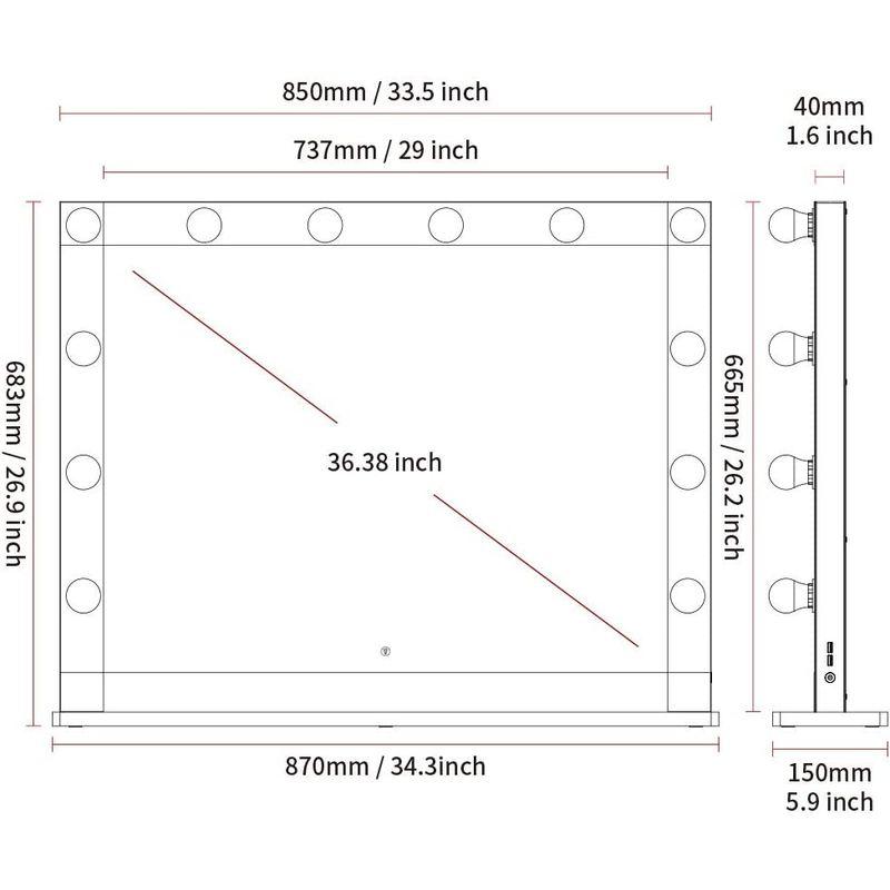 家電製品 Nitin 女優ミラー 大型化粧鏡 ハリウッドミラー USB充電ポート付き 12個LED電球付き 卓上ミラー 女優ライト 10倍 拡大鏡付き 女優ミラー 大型化粧鏡 ハリウッドミラー USB充電ポート付き 12個LED電球付き 卓上ミラー 女優ライト 10倍 拡大鏡付き 　Nitin
