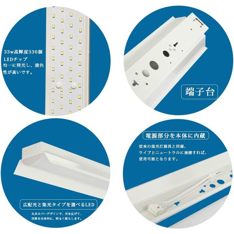 天井照明器具　ledベースライト　笠付トラフ型　2灯相当　笠付型LEDベースライト　40w形　LED　天井直付型　照明器具　1250MM　器具一体形　笠付