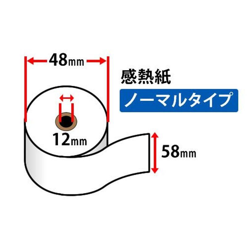 レジ用品　TOPマーケット　感熱　レジ　紙幅　58mm　48mmφ×　×　12mm　100巻入　ロール紙