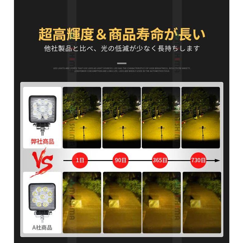 ワークライト　5台セット　レモン色27ｗワークライト　12v　led　led作業灯　屋外　led作業灯　LEDワークライト　27W　投光器