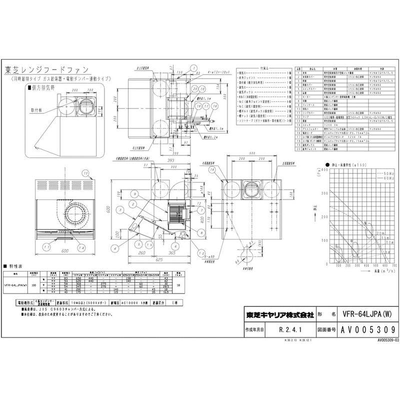 キッチン家電　東芝　換気扇　レンジフードファン　深形　VFR-64LJPA(W)
